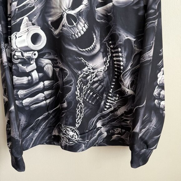 Unbranded Unisex Reaper Hoodie Black 3D Graphic Guns Print - Size L - Picture 2 of 10